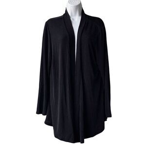 ONYX LIFE Knit Cardigan Plus 1X Black Metallic Texture Open Front Long Sleeve